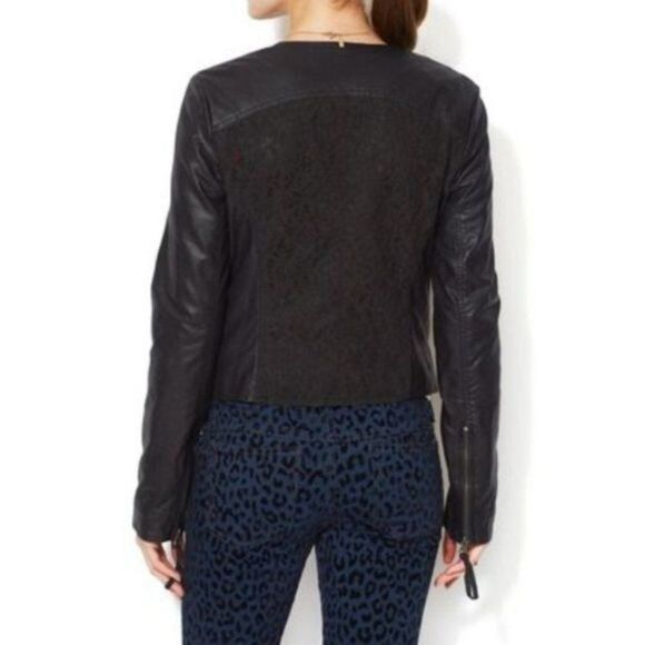 Free People Jackets & Blazers - Free People Faux leather front Lace Back Moto Jacket 12 Fits 10